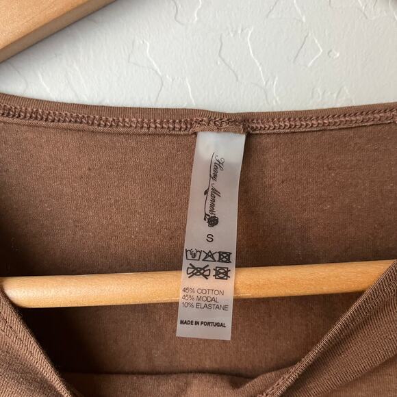 Heavy Manners Brown Ruched Sleeveless Cotton‎ Jersey Mini Dress Size Small - Picture 4 of 6